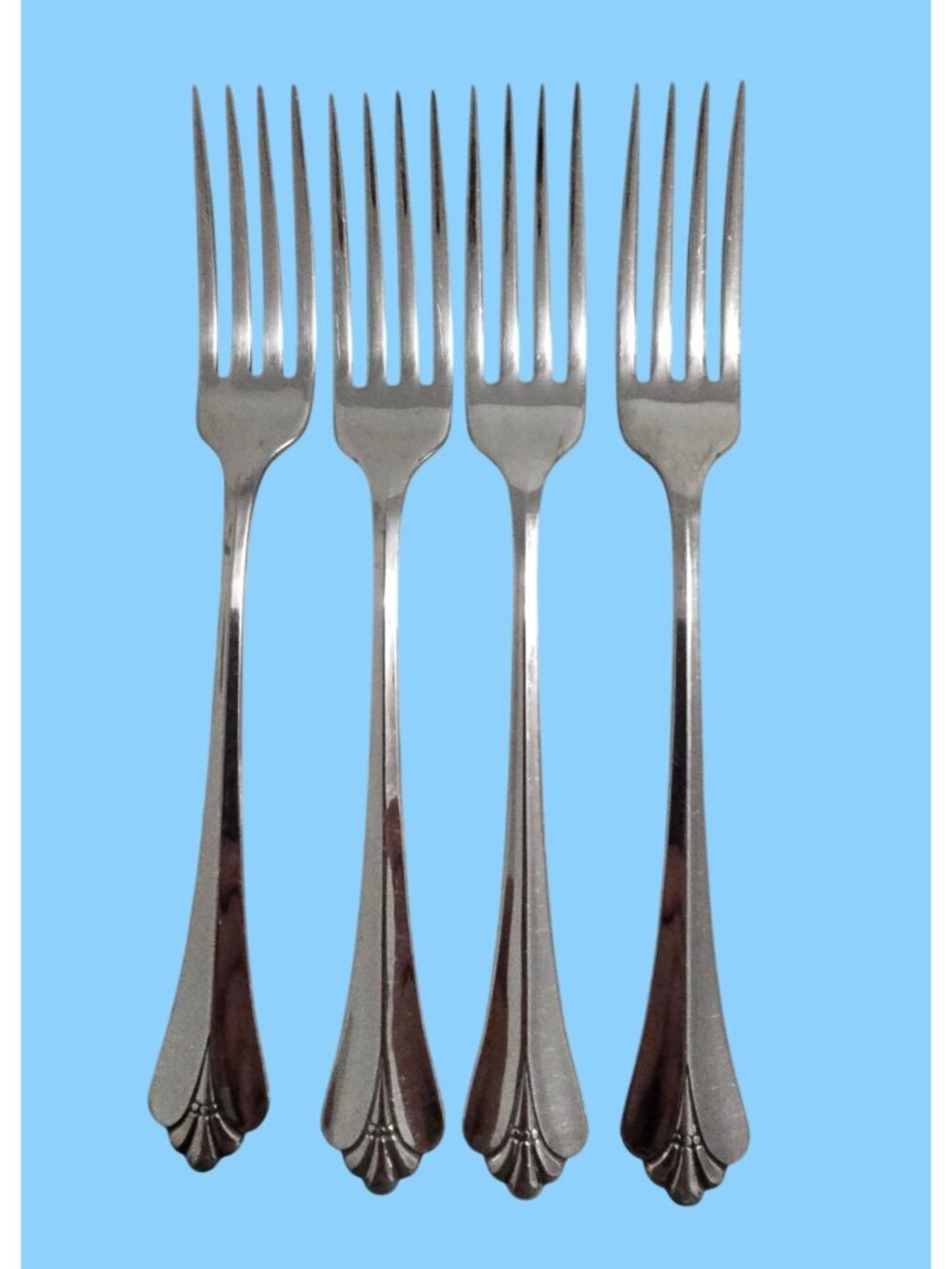 4 Oneida Community Royal Flute Stainless Steel Forks Flatware